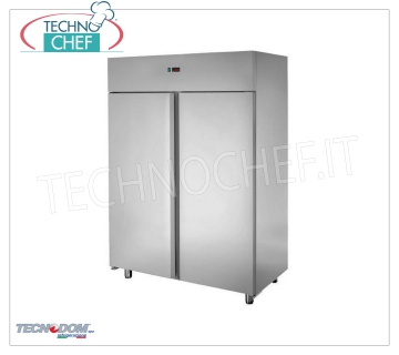 Armario frigorífico Industrial-Profesional 2 puertas lt.1200 marca TECNODOM Armario frigorífico de 2 puertas, marca TECNODOM, con estructura de acero inoxidable, capacidad 1200 litros, temperatura de funcionamiento 0°/+10°C, refrigeración ventilada, V.230/1, Kw.0,57, Peso 135 Kg, dim.mm .1420x700x2030h