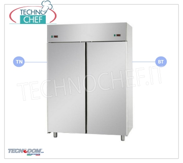 Mueble Frigorífico Congelador Combinado Profesional 2 puertas, doble temperatura, lt.1400, marca TECNODOM Armario Frigorífico/Congelador Combinado 2 puertas, marca TECNODOM, estructura de acero inoxidable, capacidad lt.1400, temperatura dual 0°/+10°C, -18°/-22°C, refrigeración ventilada, GN 2/1, V. 230 /1, Kw.0,385 + 0,65, Peso 195 Kg, dim.mm.1420x800x2030h