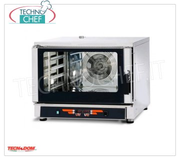 TECNODOM-Horno Eléctrico Convección-Vapor Digital 4 Bandejas GN 1/1 o 60x400 cm, mod. NERONE MID 4 DIG. HORNO ELÉCTRICO DE CONVECCIÓN-VAPOR para GASTRONOMÍA y PASTELERÍA capacidad 4 BANDEJAS Gastro-Norm 1/1 o mm.600x400 (excluido), CONTROLES DIGITALES, 9 programas de cocción, V.400/3+N, Kw.5,45, Peso 79 Kg, dim.mm.840x910x670h