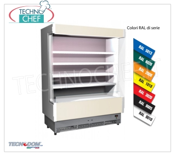 Frigorífico Murale Display rack, VULCANO Line Deep 60 cm, LONG 158 cm, con y sin unidad de refrigeración EXPOSITOR DE PARED FRIGOR, marca TECNODOM, línea VULCANO 60, con 4 estantes ajustables, ILUMINACIÓN superior a la de neón, temperatura + 3 ° / + 5 ° C, preparado para UNIDAD REFRIGERANTE REMOTA, V.230 / 1, Kw.0,084, Peso 225 Kg, dim.mm.1580x602x1970h
