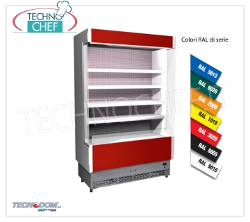 Frigorífico Murale Display rack, VULCANO Line Deep 60 cm, LONG 108 cm, con y sin unidad de refrigeración EXPOSITOR DE PARED FRIGOR, marca TECNODOM, línea VULCANO 60, con 4 estantes ajustables, ILUMINACIÓN superior al neón, temperatura + 3 ° / + 5 ° C, predispuesta para UNIDAD REFRIGERANTE REMOTA, V.230 / 1, Kw.0,084, Peso 140 Kg, dim.mm.1080x602x1970h