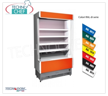 Frigorífico Murale Display rack, VULCANO Line Deep 60 cm, LONG 88 cm, con y sin unidad de refrigeración EXPOSITOR DE PARED FRIGOR, marca TECNODOM, línea VULCANO 60, con 4 estantes ajustables, ILUMINACIÓN superior a la de neón, temperatura + 3 ° / + 5 ° C, dispuesta para UNIDAD REFRIGERANTE REMOTA, V.230 / 1, Kw.0,055, Peso 120 Kg, dim.mm.880x602x1970h