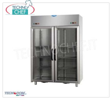 TECNODOM - Gabinete Congelador 2 Puertas Vidrio Doble Temperatura, lt.1380 Gabinete Congelador 2 Puertas de Vidrio, marca TECNODOM, estructura de acero inoxidable, capacidad lt.1380, versión con 2 compartimientos independientes, 2 motores, temp.-18°/-22°C, refrigeración ventilada, V.230/1, Kw .0,65+0,65,Peso 235 Kg,dim.mm.1420x800x2030h