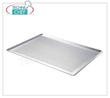 Bandejas en Aluminio PERFORADO, Bandeja Impresa con Borde Continuo Acampanado Bandeja para Hornear de ALUMINIO Perforada, Bandeja Impresa con Borde Continuo Acampanado, GN 1/1, Peso 0,6 kg, dim. cm 32,5x53x1h