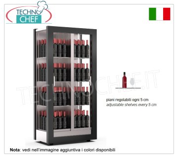 BODEGA-TECA capacidad 128 botellas Vertical, Estática-Ventilada, 3 Laterales de Cristal, dim.mm.874x568x1865h