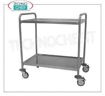 Carros de servicio de acero inoxidable Carro de acero inoxidable AISI 304 con 2 estantes prensados ​​de 800x500 mm, peso 13,5 Kg, dim.mm.890x590x920h