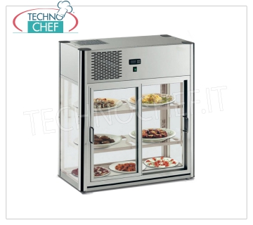 EXPOSITOR REFRIGERADO DE BANCO con 3 PLANOS, 100 cm de largo, mod. LINUS200