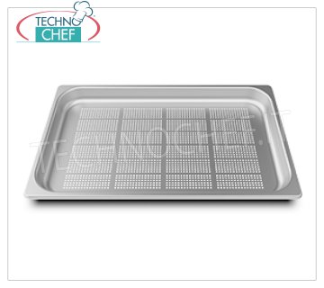 SPIDOCOOK - Bandeja GN 1/1 de acero inoxidable perforado, h 40 mm, Mod.TG820 Bandeja de horno Gastro-Norm 1/1 (mm 530x325) en acero inoxidable perforado, h 40 mm.