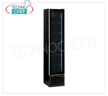 Vitrina NEVERA para BEBIDAS, 1 Puerta, Estática, Temp.0°/+10°C, lt.160, Clase D, mod.THINCOOLERBLACK