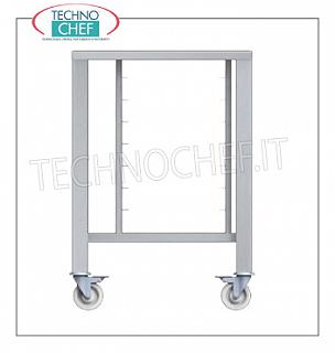 Soporte base para hornos de acero inoxidable con repisa inferior y ruedas con par de guías.