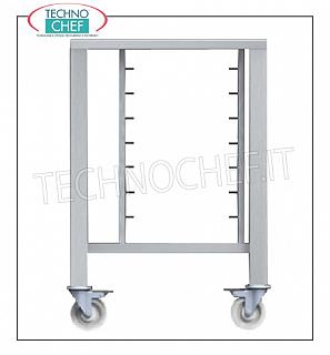 soporte básico para hornos de acero inoxidable soporte básico para acero inoxidable hornos 430 con estante inferior y ruedas con pares de guías para la inserción 6 bandejas o rejillas 6 Gastro-Norm 2/3 (mm.425x340), para Mod: TK-EKF423; TK-EKF443; TK-EKF523, Kg.31,2 peso, dim.mm.626x646x883h