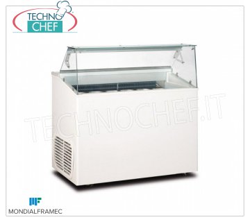 MONDIAL FRAMEC - Vitrina para helado de crema, lt. 293, Mod.TOP7 Vitrina para helados cremosos, MONDIAL FRAMEC, capacidad 293 litros, temperatura -15 ° / -20 ° C, evaporador PARCELA FINNED ESTÁTICA, V. 230/1, Kw 0.48, Peso 99 Kg, dim.mm.1350x673x1175h