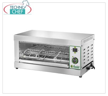 Fimar - Tostadora de acero inoxidable con 3 pinzas, mod.TOP3D Horno tostador profesional de acero inoxidable, capacidad 3 tostadas, cámara de cocción mm 370x230x90h, V.230/1, Kw.2,2, Peso 8 Kg, dimensiones exteriores mm 490x250x230h