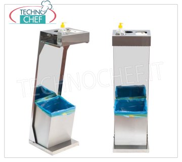 Soporte dispensador de pie, soporte para guantes, soporte para máscara y cesta Soporte dispensador de suelo para gel desinfectante para manos, hecho de acero inoxidable 430, completo con soporte para guantes, soporte para mascarilla y cesta, dim.mm.300x300x1000h