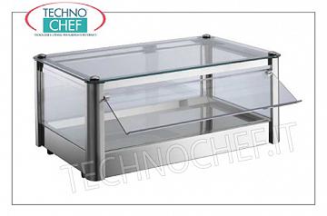 Displays contador neutral SHOWCASE EXPOSICIÓN banco NEUTRAL, de 1 planta, ACERO estructura de acero, de vidrio sobre los 4 lados, puerta caiga lado del operador plexiglás, adecuado para Gastro-Norm 1/1, peso 10 kg, dim.mm.570x370x240h