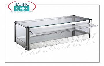 Displays contador neutral SHOWCASE EXPOSICIÓN banco NEUTRAL, de 1 planta, ACERO estructura de acero, de vidrio sobre los 4 lados, puerta caiga lado del operador plexiglás, adecuado para Gastro-Norm 1/1 + 1/2, Kg.15 Peso, dim.mm.870x370x240h