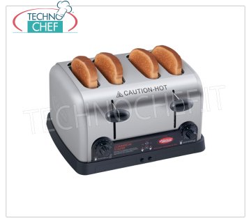 TECHNOCHEF - Tostadora Eyector 4 Rebanadas, Mod.TPT230/4 Tostador de 4 rebanadas, fabricado en acero inoxidable, con mandos individuales del tostador y bandeja recogemigas extraíble, V.230/1, Kw.2.388, dim.mm.343x313x204h