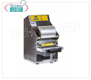 TECHNOCHEF - Termoselladora semiautomática para bandejas, Mod.TSS102-R SELLADORA TÉRMICA SEMIAUTOMÁTICA DE BANCO, estructura en ACERO INOXIDABLE y ALUMINIO ANODIZADO, sistema automático de sellado y arrastre del film, control electrónico de temperatura, V.230/1 kw 0,75, dimensiones mm 295x450x550h