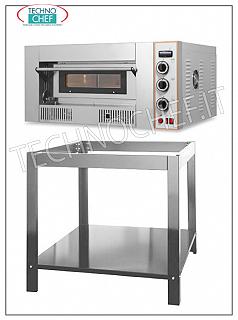 Horno de pizza a gas para 4 pizzas, cámara de 62x62 cm, controles MECÁNICOS, Horno de pizza a gas para 4 pizzas, 1 cámara mm. 620x620x155h, tapa refractaria, potencia térmica 13,2 Kw, dimensiones exteriores milímetro 1000x920x475h