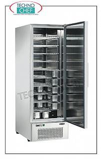 Gabinete Congelador-Congelador para Helados, 1 Puerta, temp. -15°-25°C. Congelador-Congelador de 1 puerta para helados, con estructura de acero inoxidable, capacidad de 720 lt, temperatura de funcionamiento -15°/-25°, para 82 BANDEJAS de 4 lt, estático, V.230/1, Kw.0,929 , dimensiones mm 685 ×867×2002h