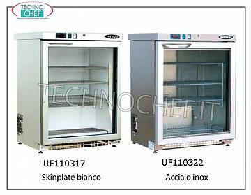 TECHNOCHEF - Gabinete de congelador profesional 1 puerta de vidrio, lt.140, temperatura -15 ° / -25 ° C Congelador con 1 puerta de vidrio, roll bond, temperatura -15° -25°, lt.140, skinplate blanco