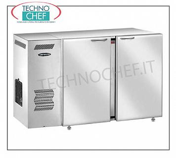 Volver nevera mostrador para bares multiuso refrigerado de nuevo contador, de acero inoxidable de 2 puertas ciegas, ventilado, temp. + 2 ° a + 8 °, V 230/1, 3,81 kW, dim. mm 1540x540x850h.