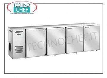 Mostrador frigorífico bar ventilado de 4 puertas en acero inoxidable
