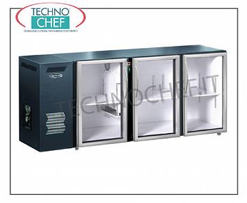 Volver nevera mostrador para bares multiuso refrigerado de nuevo contador, 3 puertas acristaladas, ventilado, temp + 2 ° a + 8 °, este / int skinplate