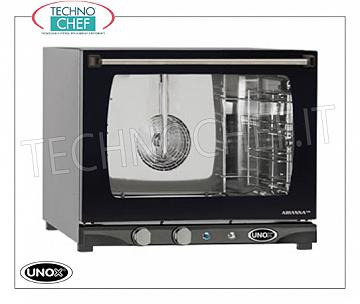 UNOX - Horno Eléctrico de Convección con HUMIDIFICADOR mod. XFT133 ARIANNA, 4 Bandejas 46x33 cm HORNO ELÉCTRICO DE CONVECCIÓN Línea UNOX-MISS, para GASTRONOMÍA y PASTELERÍA, capacidad 4 BANDEJAS de mm. 460x330, versión con MANDOS MANUALES y HUMIDIFICADOR, V. 230/1, Kw. 3.00, Peso 31 Kg, dim.mm. 600X655x509h