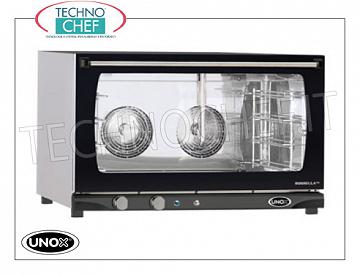 UNOX - Horno eléctrico de convección con humidificador, Mod. XFT193 ROSSELLA, 4 BANDEJAS 60x40 cm HORNO ELÉCTRICO DE CONVENCIÓN Línea UNOX-MISS, para GASTRONOMÍA y PASTELERÍA, capacidad 4 BANDEJAS de mm.600x400, versión con MANDOS MANUALES y HUMIDIFICADOR, V.230/1 - 400/3 + N, Kw. 6.5, Peso 49 Kg, dim.mm.800x774x509h