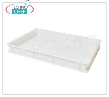 Cajas para pizza de masa de pan, color blanco, tenue. cm 60x40x7h Caja para pan pizza apilable, en polietileno alimentario, color blanco, dim.mm.600x400x70h
