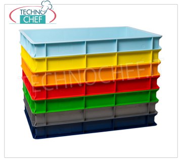 Caja para pan de masa de pizza de 60x40x7h cm, disponible en 7 colores Caja apilable para panecillos-masa de pizza, en polietileno alimentario, color azul claro, dim.mm.600x400x70h