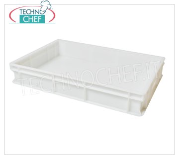 Caja para pizza de masa de pan 60x40x10h cm, color blanco Caja portapastas para masa para pizza, apilable en polietileno alimentario, color blanco, dim.mm.600x400x100h