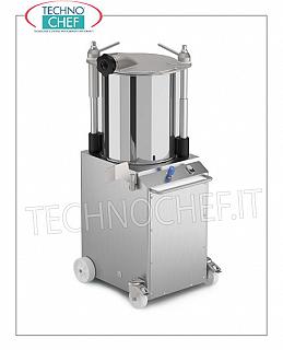 Technochef - Ensacadoras para CARNE Hidráulica VERTICAL de 22, 32 y 45 lt Llenadora hidráulica VERTICAL de 22 litros, 3 embudos de acero inoxidable con diámetro 14-20-30 mm, V.400 / 3, Kw. 0.52, peso 119 kg, dim.mm.518x568x1188h