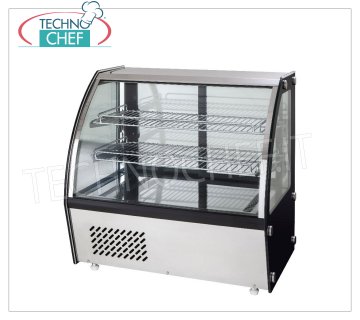 Forcar - VITRINA REFRIGERADA, capacidad lt.100, Ventilada, Clase C, mod.G-VPR100 Vitrina expositora refrigerada con cristal curvado, refrigeración VENTILADA, temperatura +2°/+8° C, capacidad lt.100, Gas ECOLÓGICO R600a, Clase C, 230/1, Kw 0,15, Peso 57 Kg, dim.exterior mm .695x462x670h