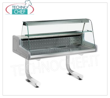 VITRINA REFRIGERADA sobre SOPORTE CON RUEDAS, con CRISTAL CURVADO, modelo VRY7 VITRINA REFRIGERADA sobre SOPORTE CON RUEDAS, versión con VIDRIO CURVADO, ESTÁTICO, temperatura +4°/+6°C, Línea VR2000, completa con grupo frigorífico e iluminación, V.230/1, Kw.0,441, dim.mm.1000x930x1255h