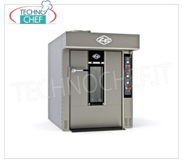 Horno Eléctrico Rotativo para PAN PASTELERÍA, Mod.BABY60X80E HORNO ROTATIVO ELÉCTRICO para PAN Y PASTELERÍA, capacidad 10/12 bandejas de 600x800 mm, V.400/3, Kw.23,5, Peso 700 Kg, dim.mm.1260x1870x1590h